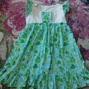 Frog print cotton nightgown casual dress handmade